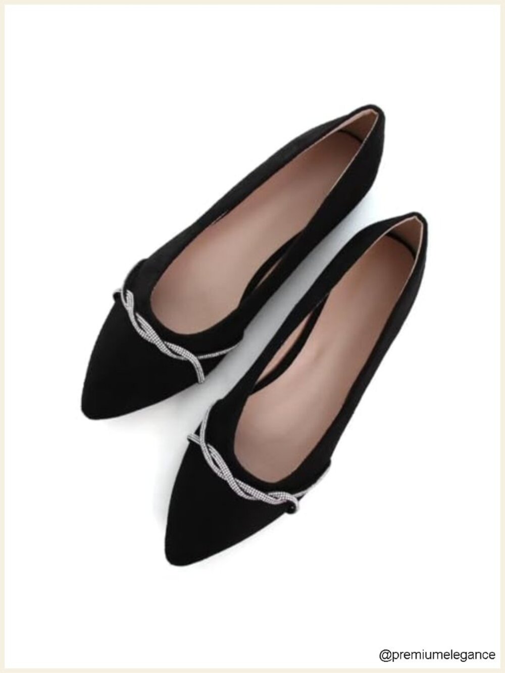 Suede Chain Ballet Flats Pointed Toe Bowknot Slip On